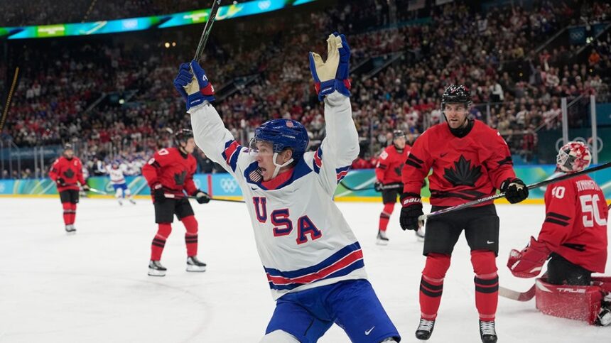 Team USA's Matt Boldy makes incredible goal to put team ahead vs Canada in Olympic gold medal game