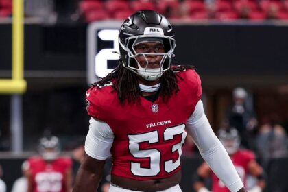 Falcons rookie Kendal Daniels stretchered off field after helmet-to-knee collision in scary scene