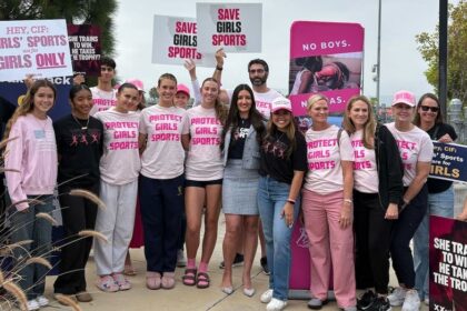 Woman says public was forced to leave California forum over her 'Save Girls Sports' shirt